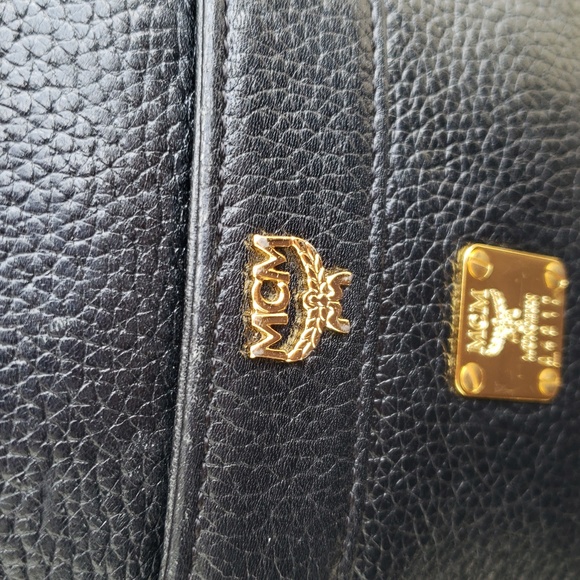 Vintage MCM Black Leather Gold Chain Mini Crossbody Bag Made in Germany Classic - Picture 10 of 17